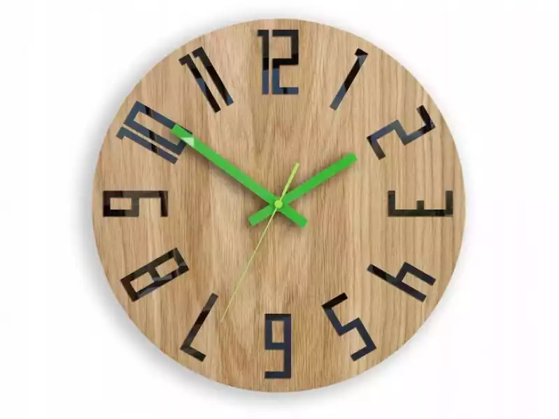 ﻿zegar Ścienny Drewniany Dębowy Ultra Cichy