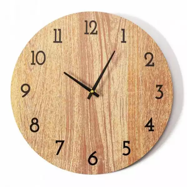 ﻿zegar Ścienny Drewno Okrągły Skandynawski 30 Cm