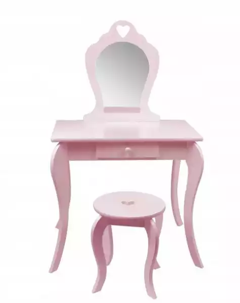 ﻿toaletka Kosmetyczna Różowa Z Lustrem + Taboret