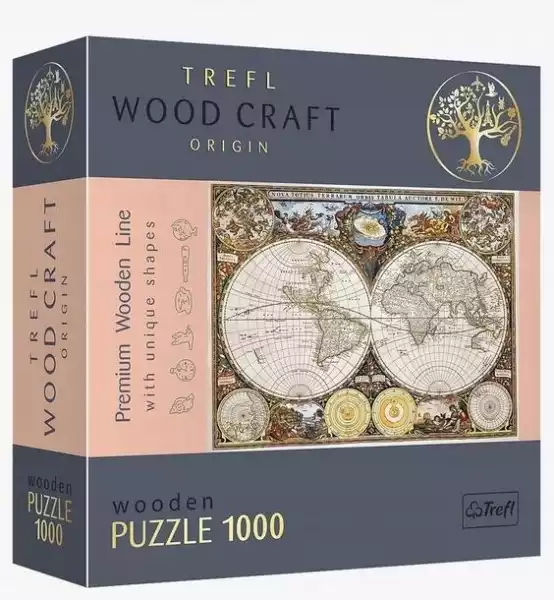 ﻿puzzle Drewniane 1000 Antyczna Mapa Świata Trefl