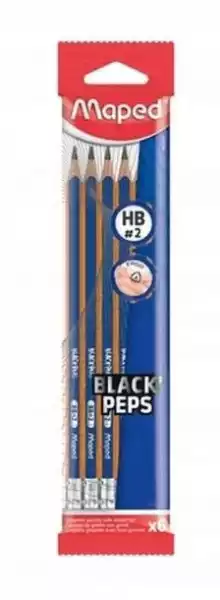 ﻿ołówek Z Gumką Blackpeps Blue Hb 6Szt Maped