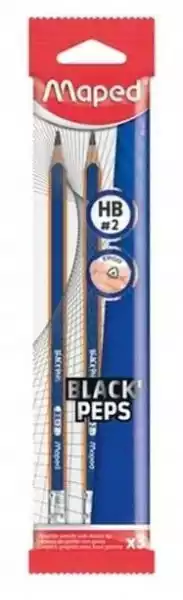 ﻿ołówek Z Gumką Blackpeps Blue Hb 3Szt Maped