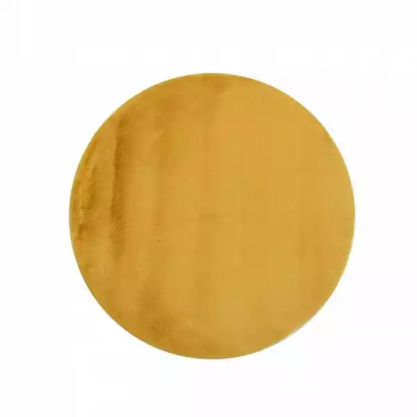 ﻿dywan Pluszowy Shaggy Fluffy Złoty Okrągły Śr. 100 Cm