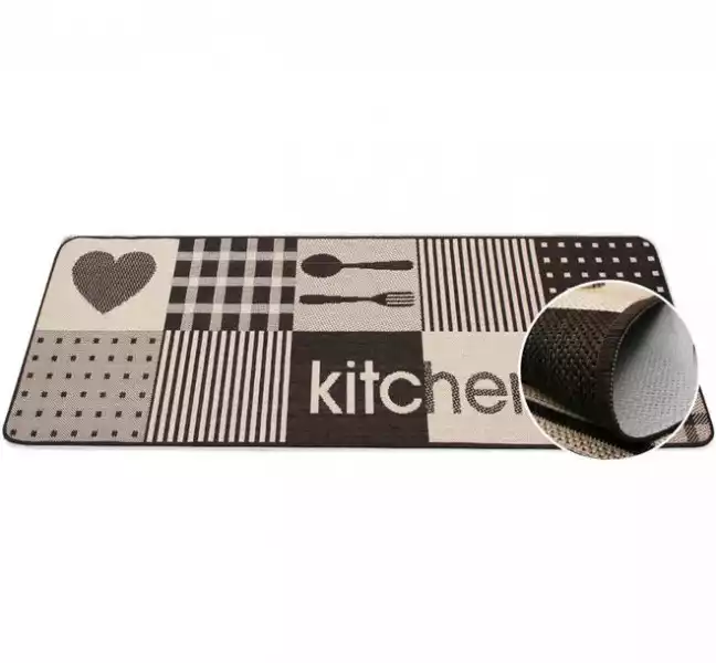﻿dywanik Do Kuchni Chodnik Antypoślizgowy Kitchen Brązowy 67X140