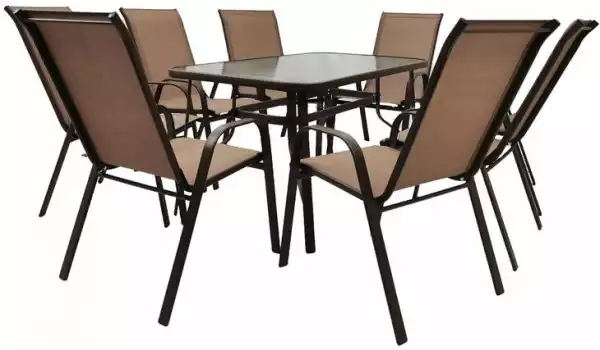 ﻿zestaw Mebli Ogrodowych 8X Krzesła + Stół 150X80 Majorka Brąz
