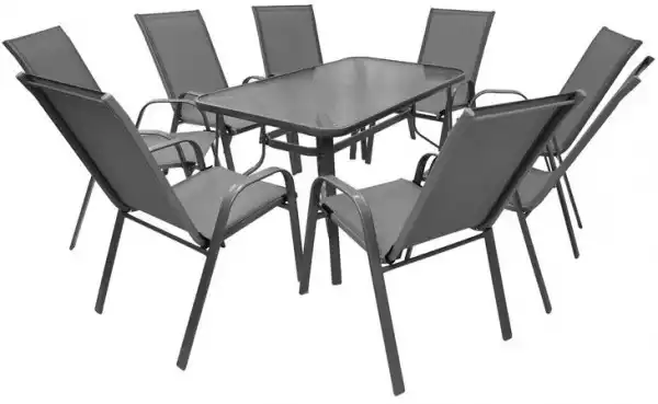 ﻿zestaw Mebli Ogrodowych 8X Krzesła + Stół 150X80 Majorka Szary