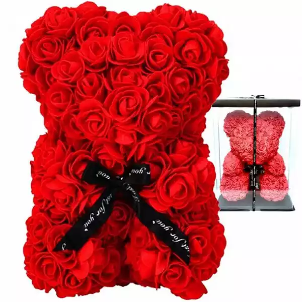 ﻿miś Z Róż Na Prezent Walentynki Dzień Kobiet 25Cm
