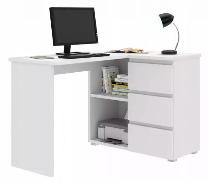 ﻿biurko Komputerowe Narożne Z Szufladami Neo Białe