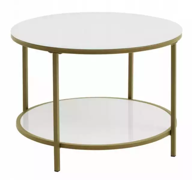 ﻿stół Ława Stolik Kawowy Okrągły Loft Biała Złota Duża