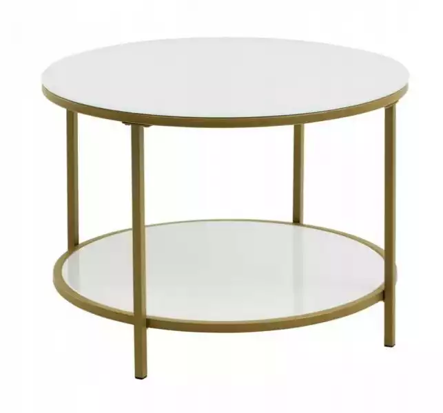 ﻿stolik Kawowy Glamour Złoty Loft 65Cm Biały/złoty