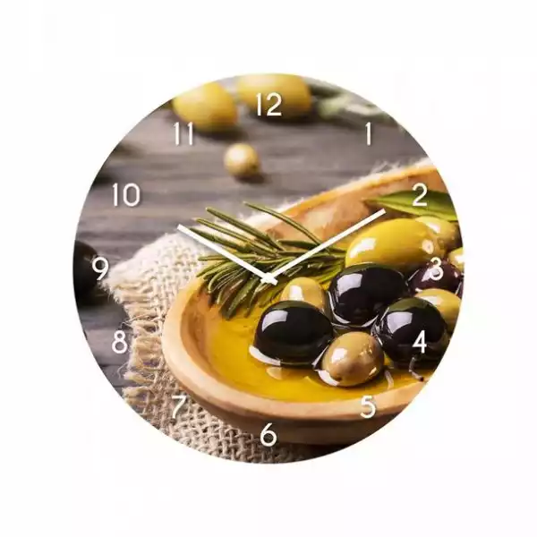 ﻿zegar Ścienny Gold Olives Śr. 30 Cm Szklany