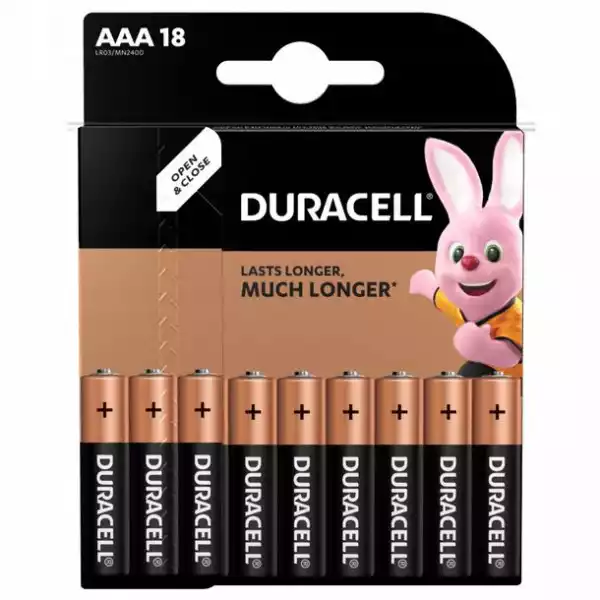 18X Alkaliczne Baterie Duracell Aaa / Lr3 18 Szt