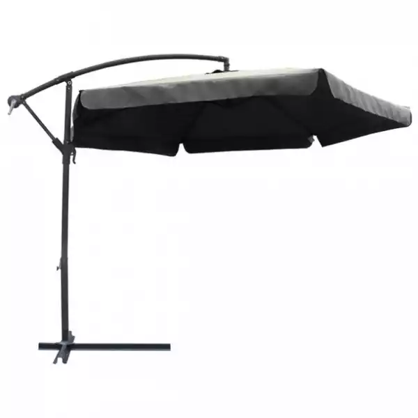 ﻿parasol Ogrodowy Duży Składany 350Cm Szary 6 Segmentów + Gratis