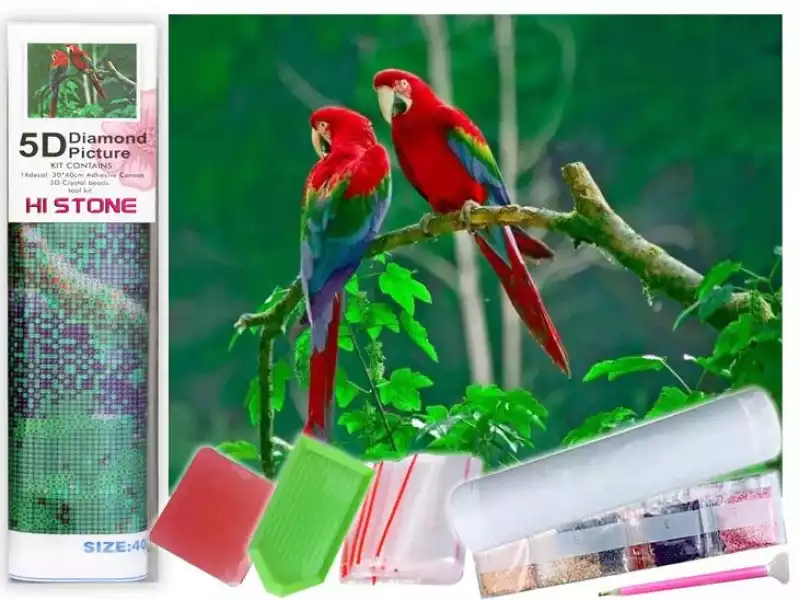 Mozaika Diamentowa 5D Haft Malowanie Papugi Na Drzewie