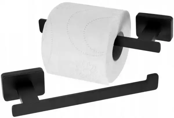 Uchwyt Na Papier Toaletowy Metalowy Czarny Mat