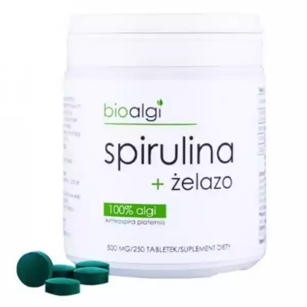 ﻿spirulina + Żelazo Bioalgi 250 Tabletek