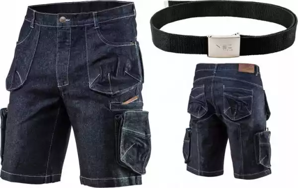 ﻿neo Krótkie Spodenki Robocze Jeans R M/50 + Pasek