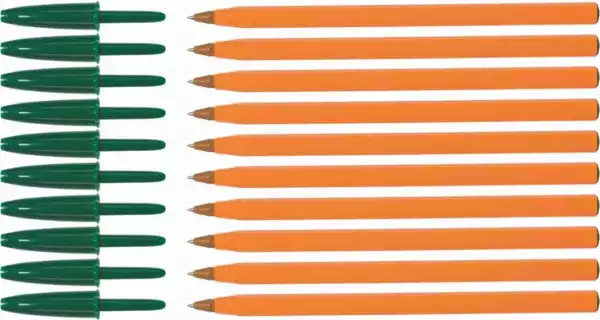 ﻿długopis Bic Orange Zielony Szybkoschnący X 10 Szt
