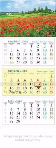 ﻿kalendarz 2023 Trójdzielny Maki