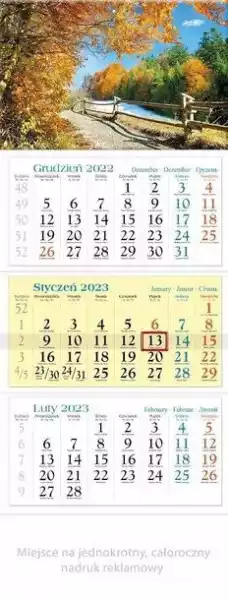 ﻿kalendarz 2023 Trójdzielny Jesień