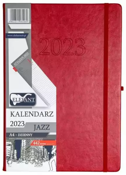 Kalendarz 2023 A4 Jazz Dzienny Czerwony