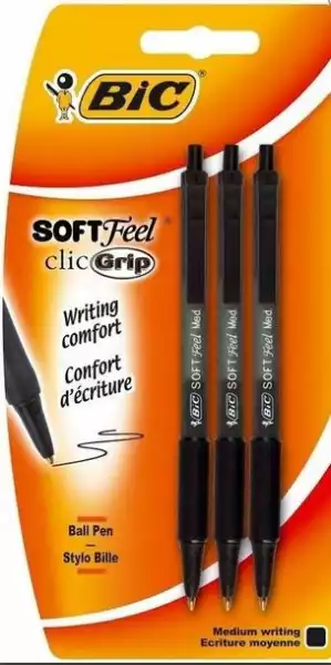﻿długopis Soft Feel Czarny Bls 3 Szt Bic
