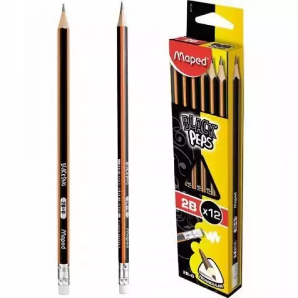 ﻿ołówek Z Gumką Blackpeps 2B (12Szt) Maped