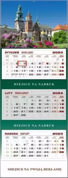 ﻿kalendarz 2023 Ścienny Trójdzielny Wawel