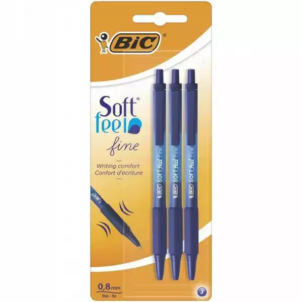 ﻿długopis Soft Feel Niebieski Bls 3Szt Bic