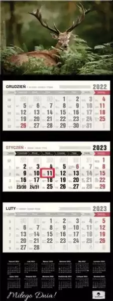 ﻿kalendarz 2023 Trójdzielny Wypukła Główka Jeleń