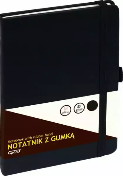 ﻿notatnik A5/80K Kratka Z Gumką Czarny Grand