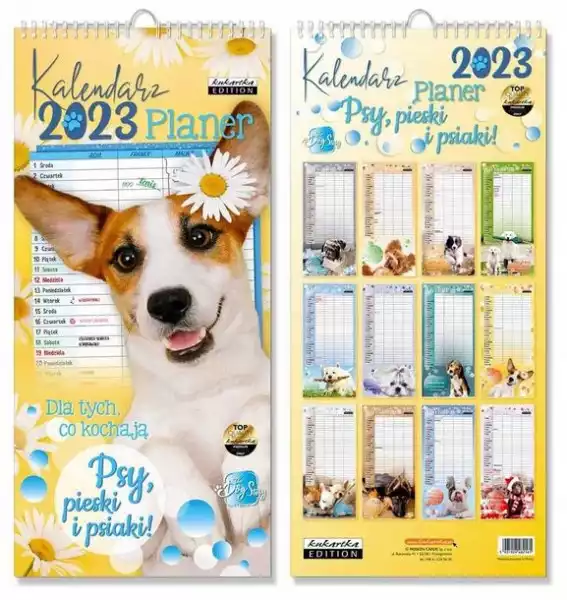 ﻿kalendarz 2023 Ścienny Planer Psy