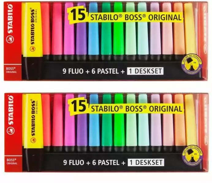 ﻿zakreślacz Stabilo Boss Etui 15 Kolorów Komplet X2