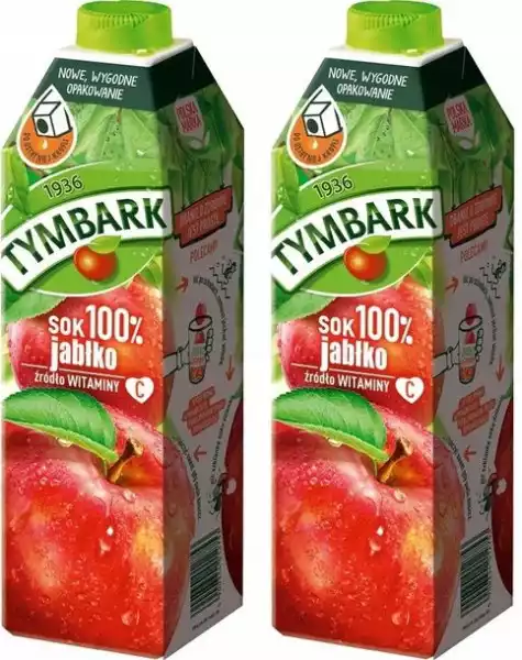 ﻿sok Jabłkowy 100% Tymbark Karton 2X1L Jabłko