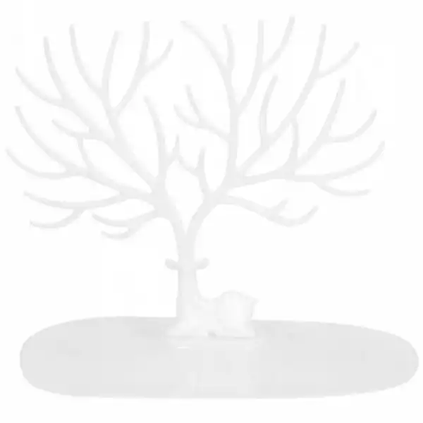 ﻿stojak Na Biżuterię Drzewo 25X23X15 Cm Ozdobny Organizer Na Kolczyki Biały