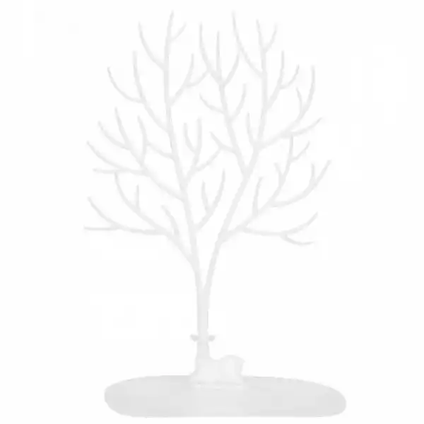﻿stojak Na Biżuterię Drzewo 41X25X15 Cm Ozdobny Organizer Na Kolczyki Biały