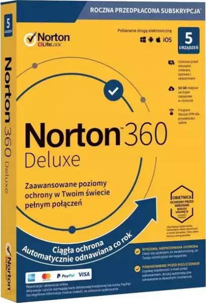 Program Antywirusowy Norton 360 Deluxe 50Gb 1 Rok