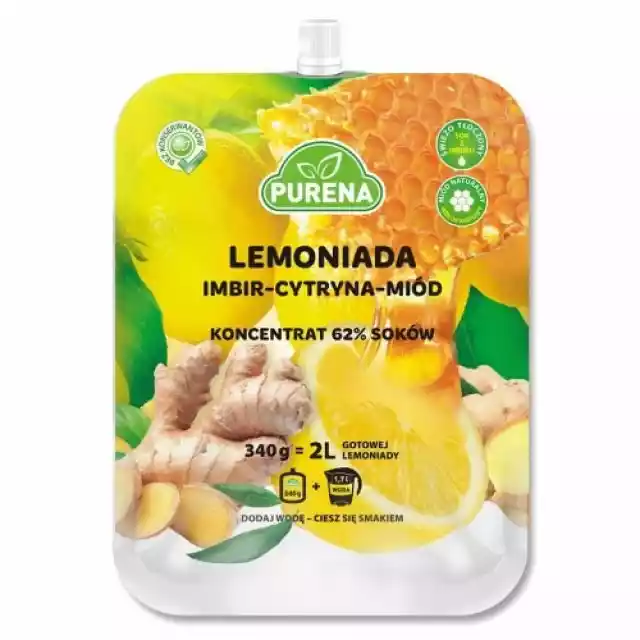 Lemoniada Imbir - Cytryna - Miód, Koncentrat Purena, 340G