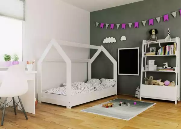 ﻿łóżko Domek Dziecięce 160X80 Dla Dzieci Białe D2