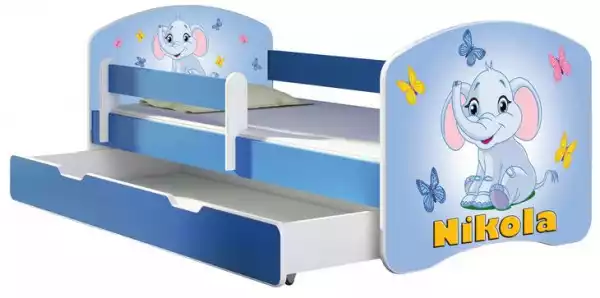 ﻿łóżko Dziecięce 160X80 Szuflada Materac Niebieskie