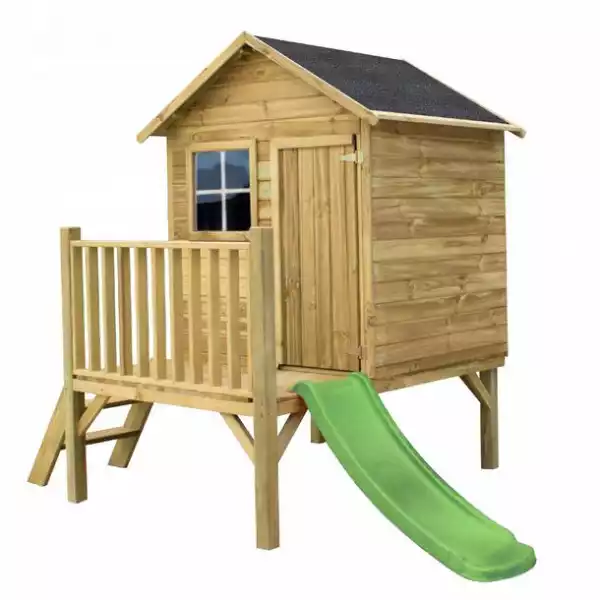 ﻿drewniany Domek Ogrodowy Dla Dzieci Tomek + Ślizg
