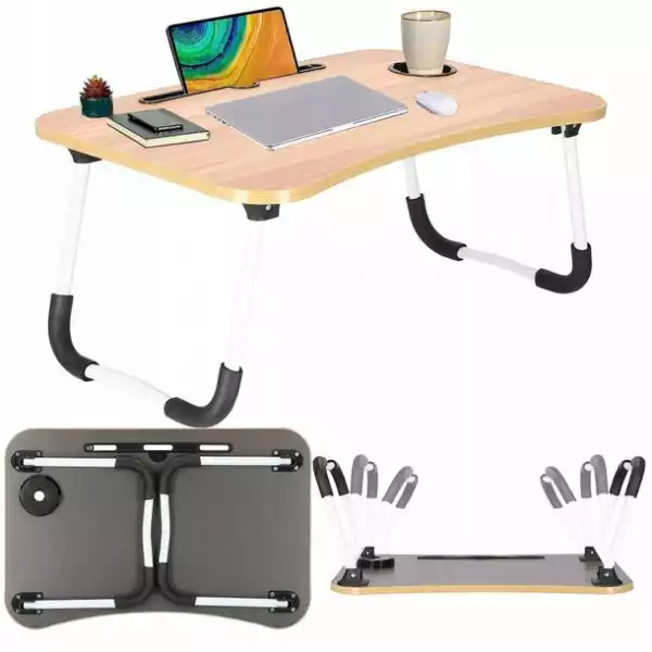 ﻿stolik Pod Laptopa, Składana Podstawka Na Komputer Imitacja Drewna