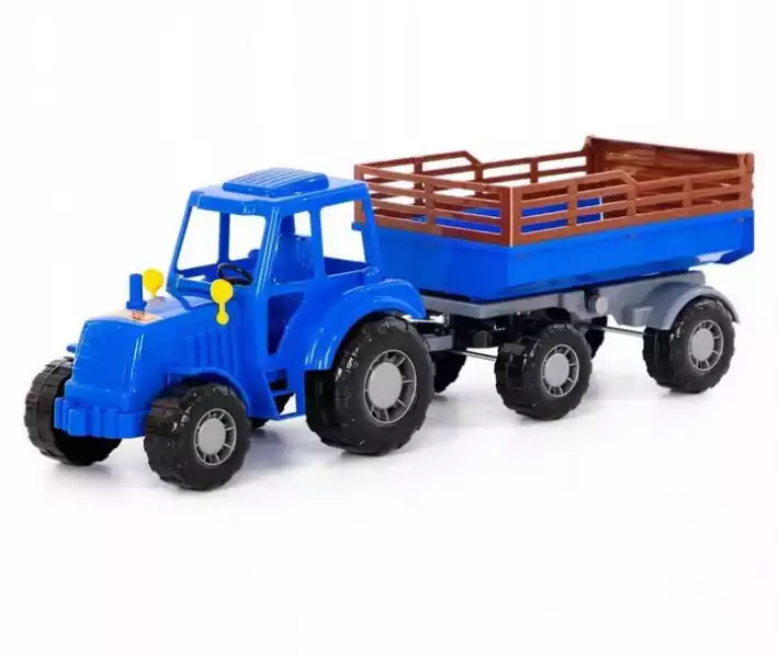 ﻿duży Traktor Z Przyczepą Niebieski Traktorek 60Cm