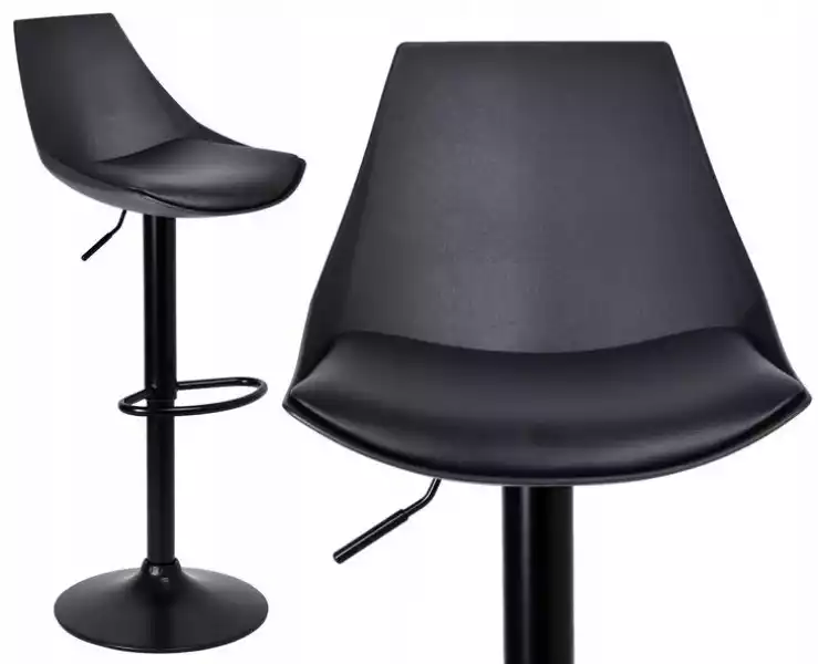 Hoker Barowy Obrotowy Krzesło Barowe Czarne Bar Fotel Kuchenny