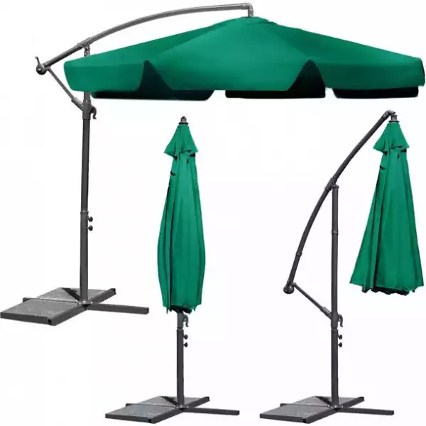 ﻿parasol Ogrodowy Składany Duży Plonos 6 Segmentów Zielony Ø 350Cm