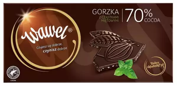 ﻿czekolada Gorzka Premium 70% Z Cząstkami Miętowymi Wawel 100G