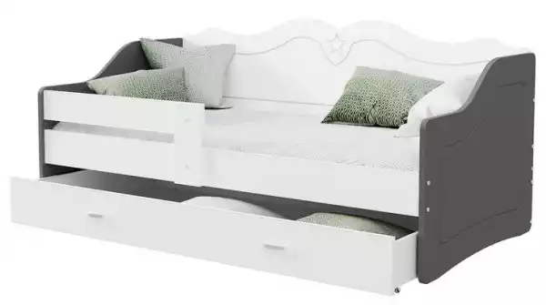 ﻿łóżko Dziecięce Lili 160X80 Szary Biały + Materac