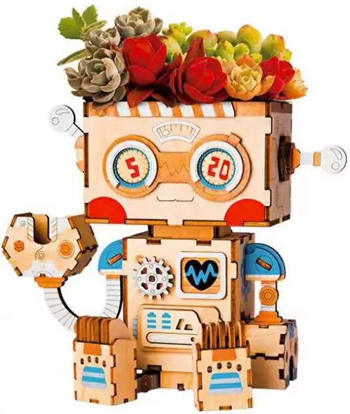 Robotime Drewniane Puzzle 3D - Doniczka Robot