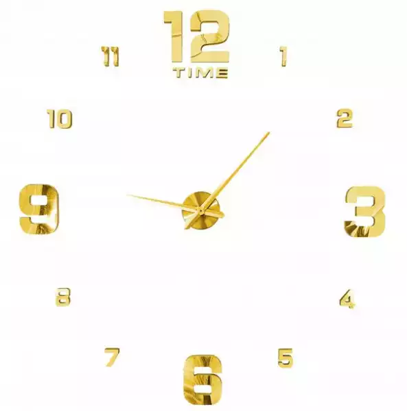 ﻿zegar Ścienny 3D Złoty Lustrzany Naklejany Duży
