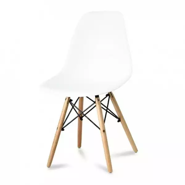 Krzesło Nowoczesne Na Drewnianych Bukowych Nogach Stylowe Do Salonu Białe 2